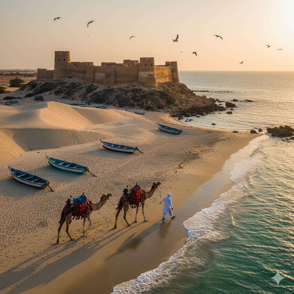 Coastal Fort at Sunset in Southern Pakistan